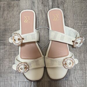 New York & Company Ivory Floral Sandals